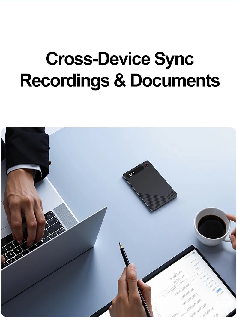 AI Smart Note Taker Voice Recorder 64GB Memory App Control Transcribe Summarize and Translate Audio for Education and Office