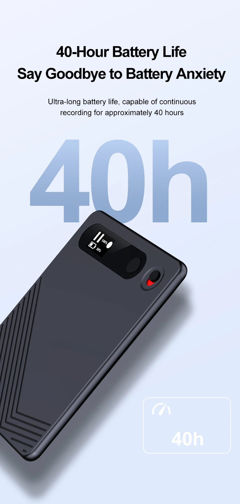 AI Smart Note Taker Voice Recorder 64GB Memory App Control Transcribe Summarize and Translate Audio for Education and Office
