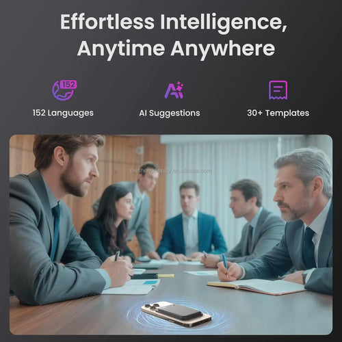 AI Smart Note Taker Voice Recorder 64GB Memory App Control Transcribe Summarize and Translate Audio for Education and Office