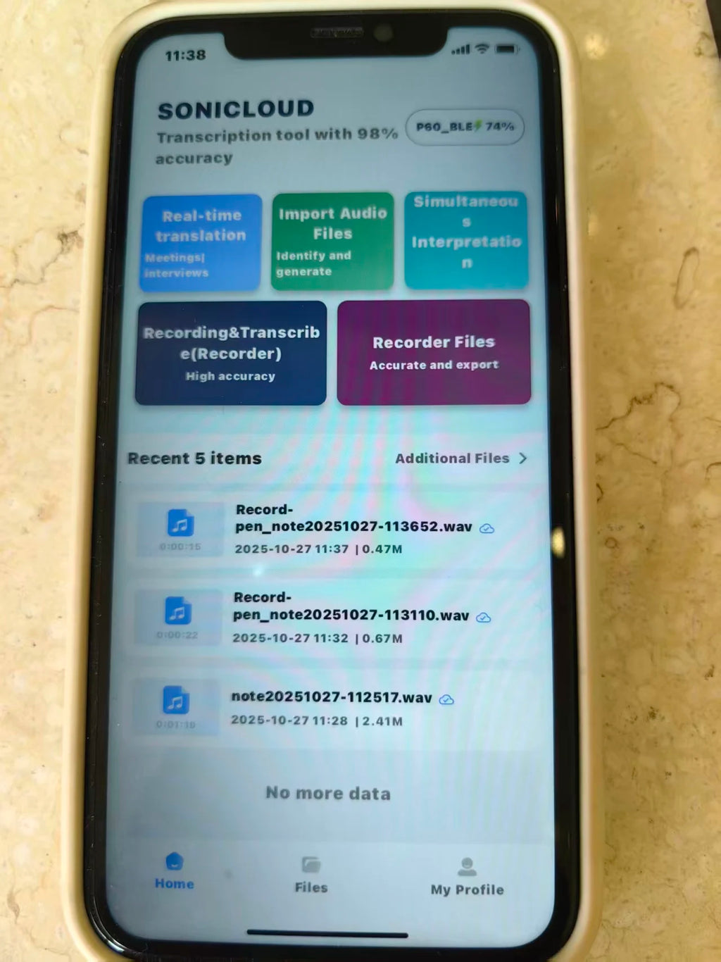 AI Smart Note Taker Voice Recorder 64GB Memory App Control Transcribe Summarize and Translate Audio for Education and Office